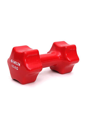 Delta 10 Kg x 1 Adet Deluxe Pvc Kaplama Kırmızı Demir Dambıl