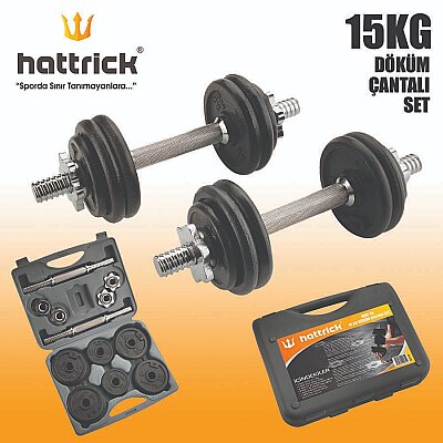 Hattrick HDC-15 15 Kg Döküm Çantalı Dambıl Seti - 1