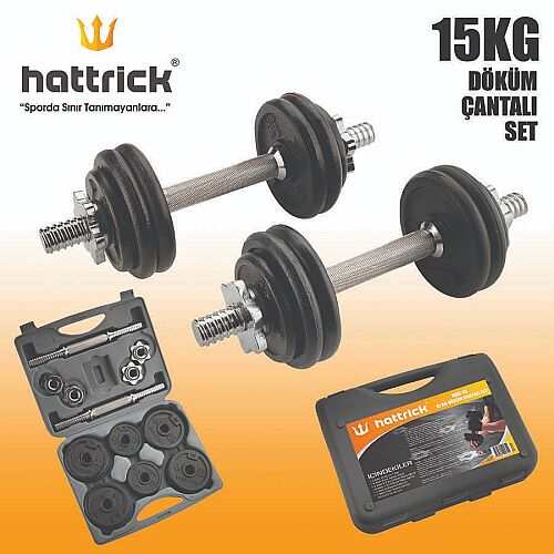 Hattrick HDC-15 15 Kg Döküm Çantalı Dambıl Seti