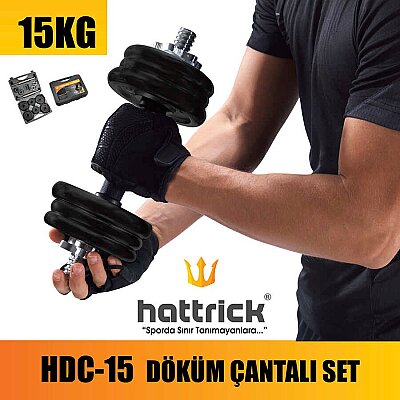 Hattrick HDC-15 15 Kg Döküm Çantalı Dambıl Seti - 5