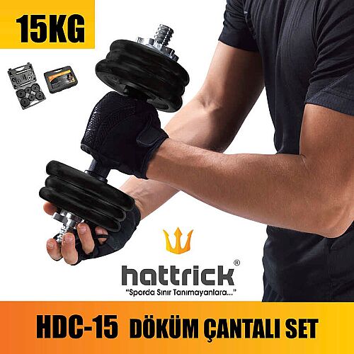 Hattrick HDC-15 15 Kg Döküm Çantalı Dambıl Seti - 5