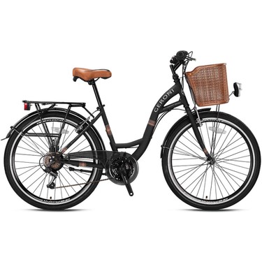 KRON GERONİ SIRIO 28 JANT City Bike - 21 Vites - V.B. - Mat Siyah-Siyah/Kahverengi - Shimano
